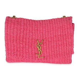 Saint Laurent Pink Woven Sisal Medium Kate Bag